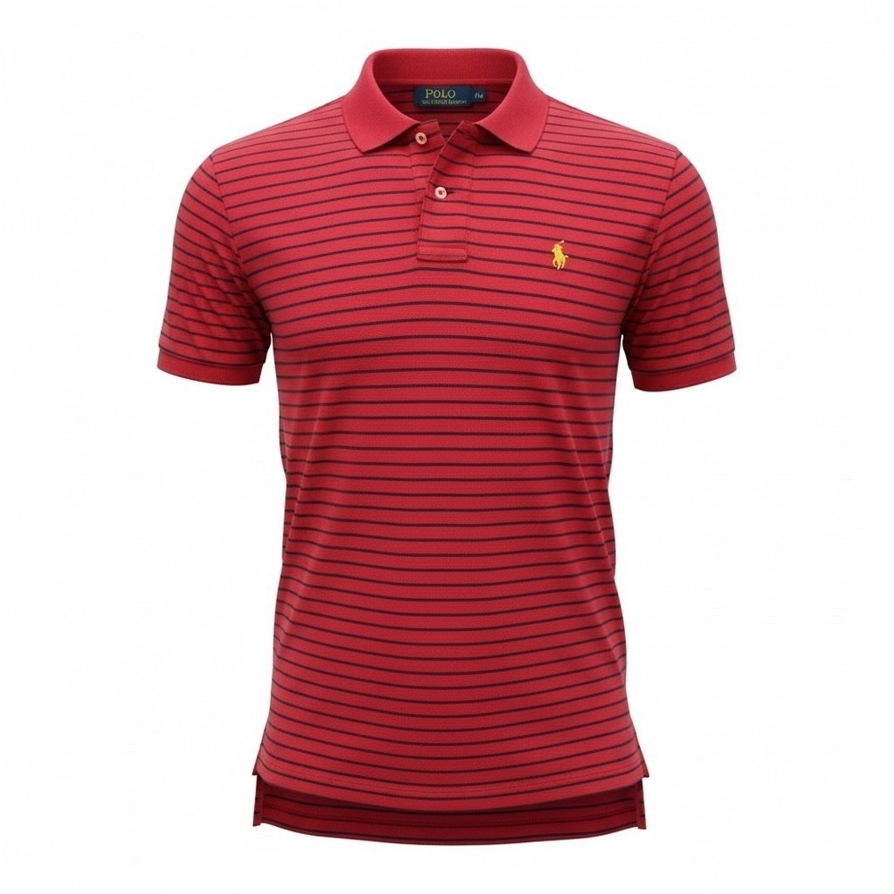 Polo Ralph Lauren Polo Shirt Mens XL Striped Cotton Classic Fit Red Blue Vintage